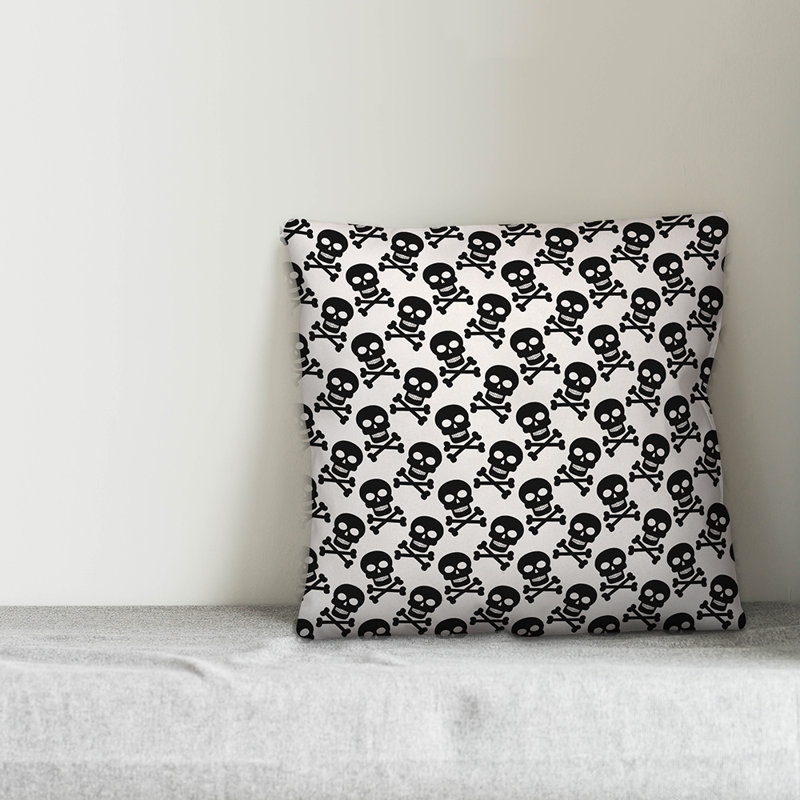  Coussin Skull, 20 po X 20 po, Blanc, Polyester/ Bourre en polyester