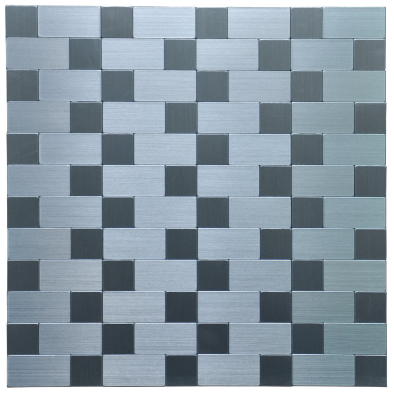 Carrelage mosaïque gris/argent en métal 12 po x 12 po