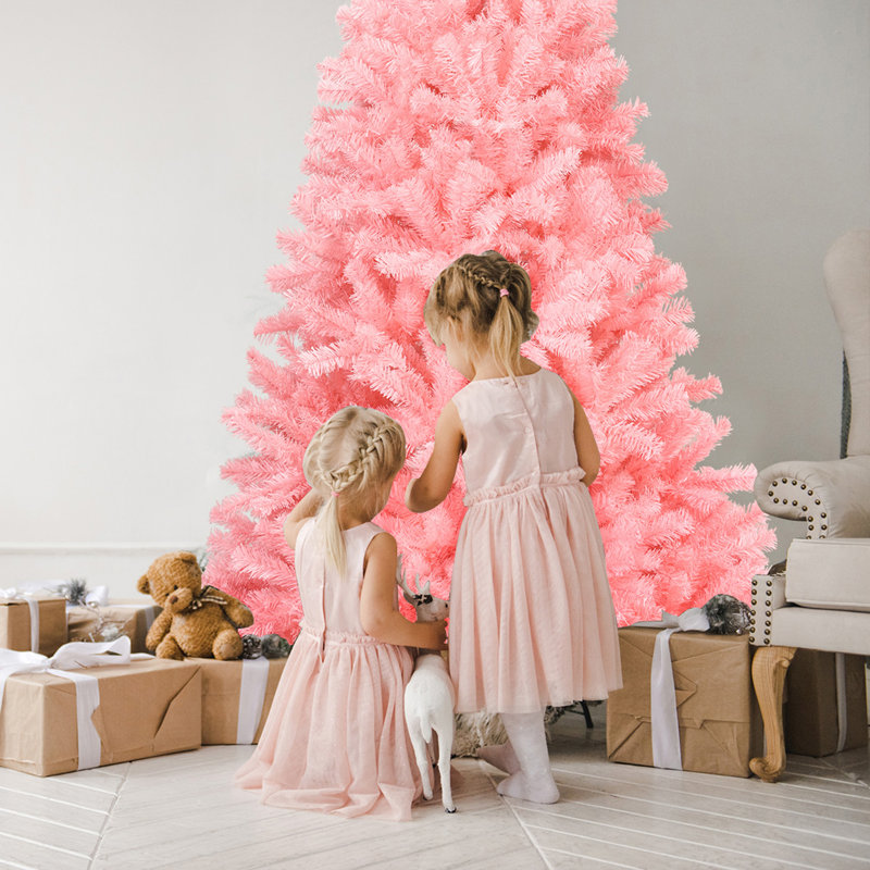 Arbre de Noël artificiel épinette rose et cachemire rose, 90"