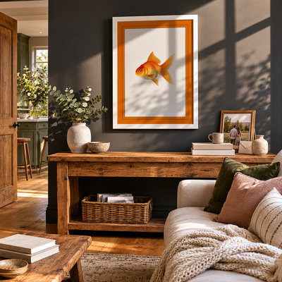 Golden Goldfish Botanical - Framed Print
