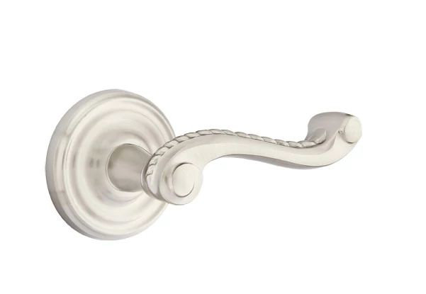 Mortaise intérieure Emtek Passage avec rosette régulière et levier de corde, Oui, Nickel satiné