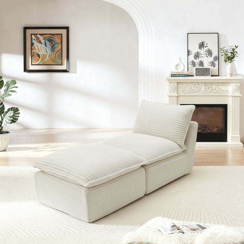 Canapé modulaire 30,7 po en velours côtelé moderne modulable et librement combinable pour le salon
