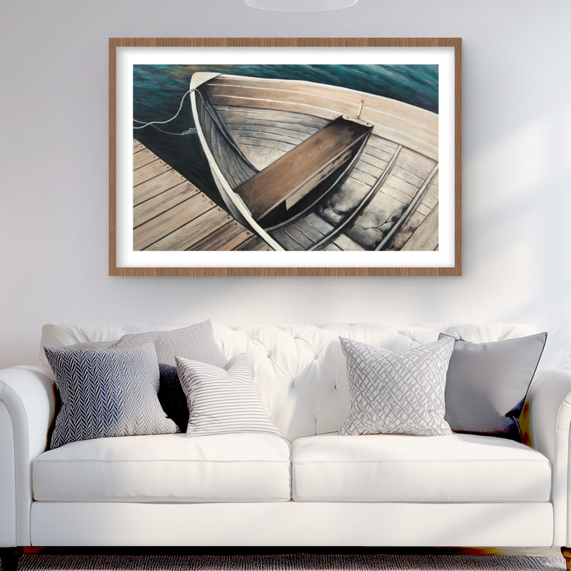 Abandon de bateaux à rames - Imprimé mat bleu encadré pour la décoration