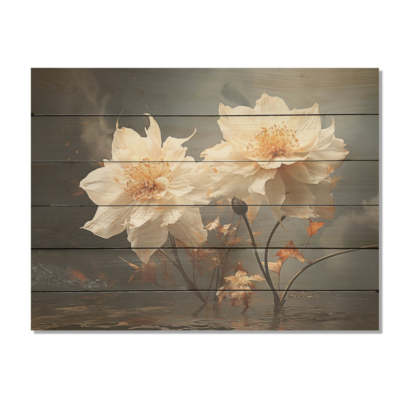 Vintage Nostalgia Daffodils - Daffodils Wood Wall Art On Natural Pine Wood, 30" H x 40" W