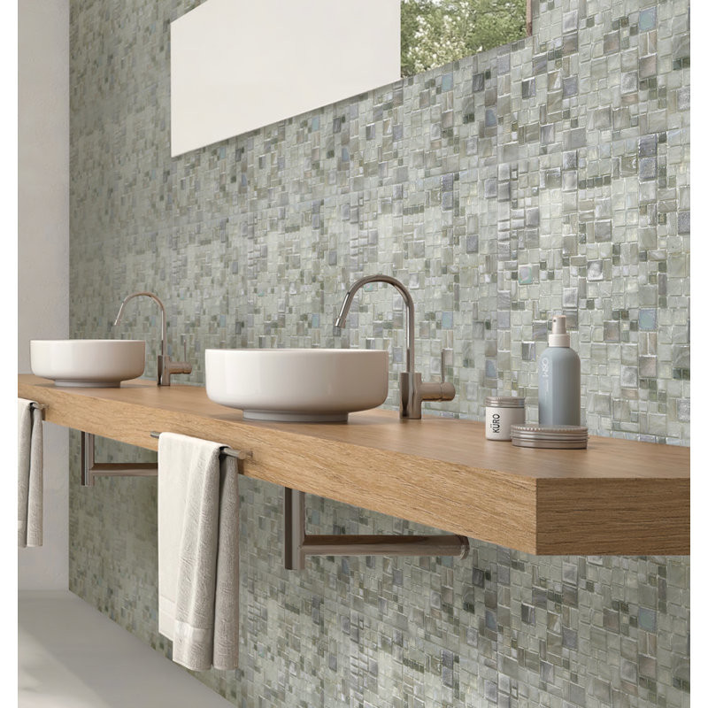 Majeste Grid Glossy Tile, White