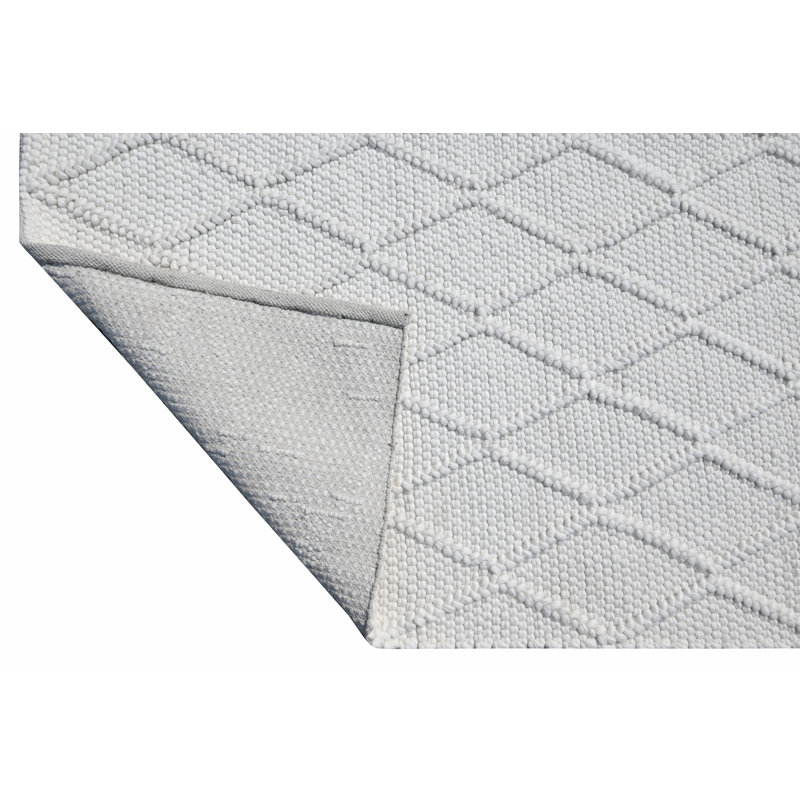 Mott Street Geometric Handmade Tufted Area Rug, Ivory, Rectangle 7'6" x 9'6"