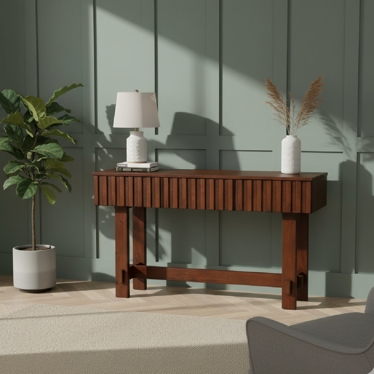 Ophelia & Co. 52" Mid-century Farmhouse Sofa Console Table With Storage ...