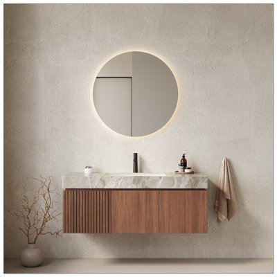 48 inch Wall Mounted Bathroom Vanity with Sintered Stone Countertop  and  Ceramic Sink