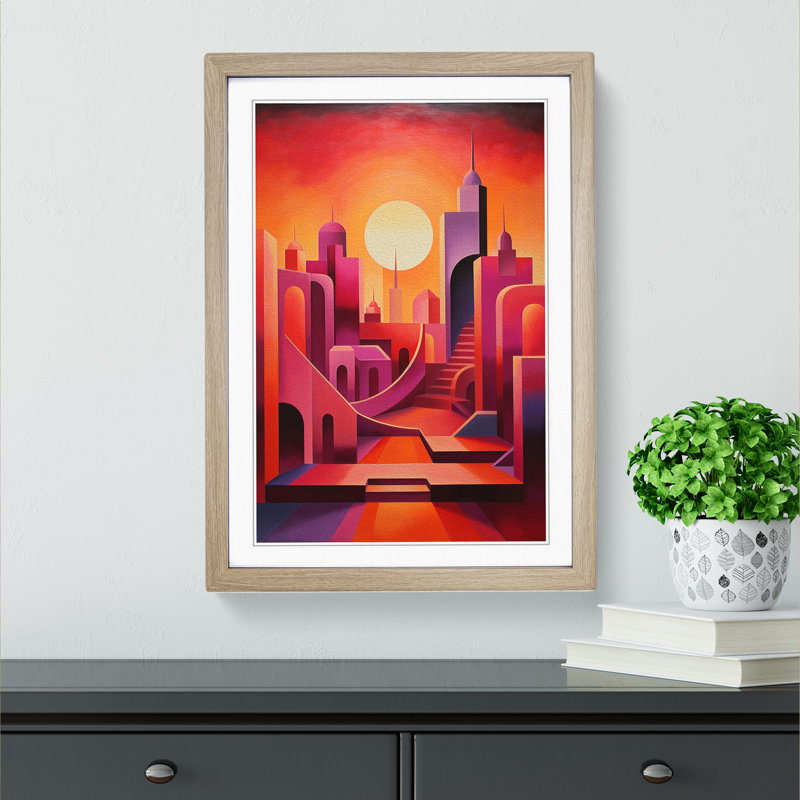 Single Picture Frame Print on Wood, Oak Framed, 64cm H x 46cm W