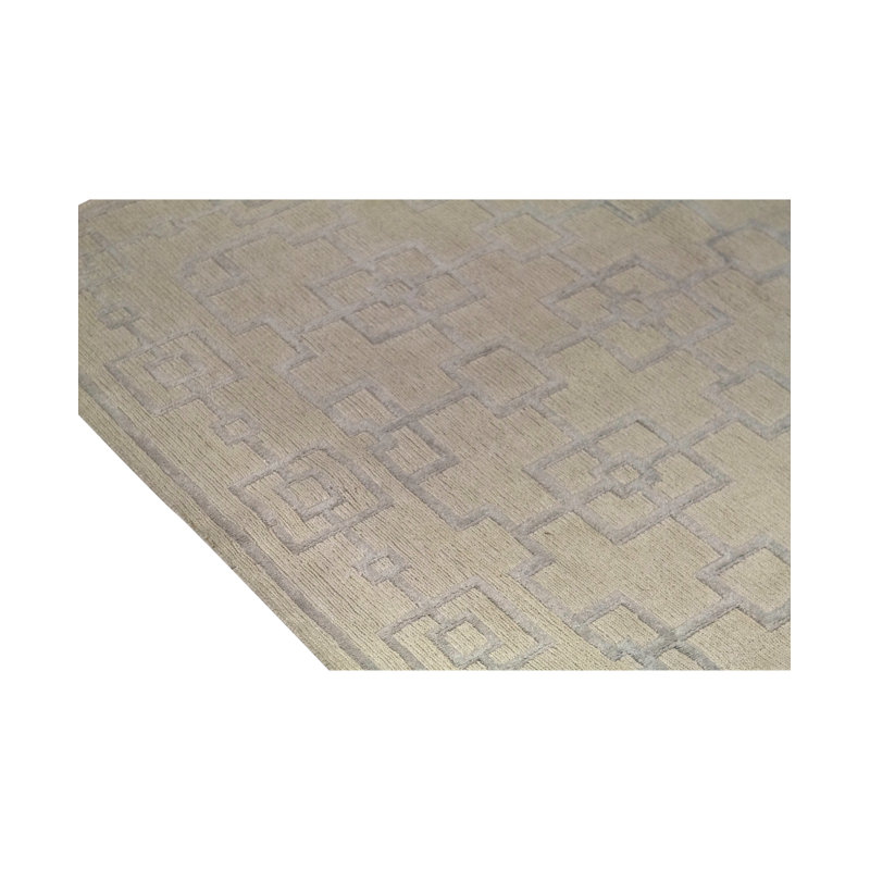 Hand-Knotted High-Quality Silver and White Area Rug