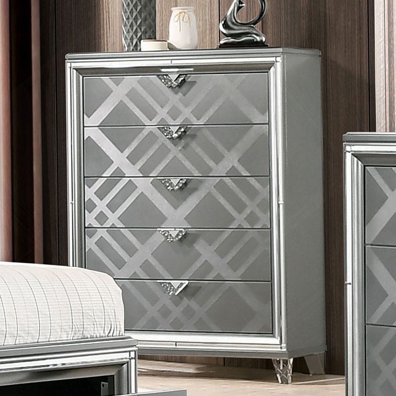 Commode en acrylique de style contemporain avec pieds en acrylique en relief à motif de losanges en relief de style contemporain