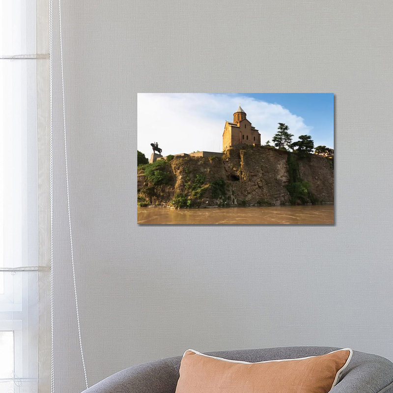 Metekhi Church by Mt'k'vari (Kura) River. Tbilisi, Georgia. 1 Piece Wrapped Canvas Wall Art, 66.04 cm H x 45.72 cm W
