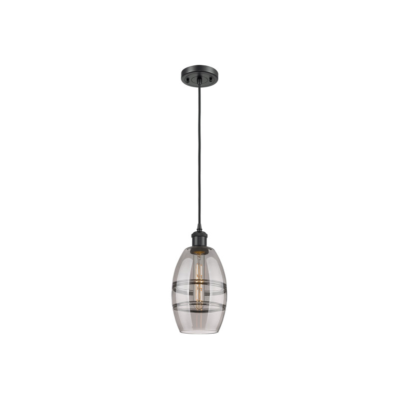 Luminaire suspendu 1 lumière Absalat, H 8,13 po x l 5,88 po x P 5,88 po, Gris fumée clair, Noir mat