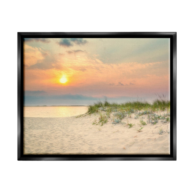 «Rising Sun Seaside Beach Morning», photographie sur toile à cadre flottant, Cadre flottant noir de jais