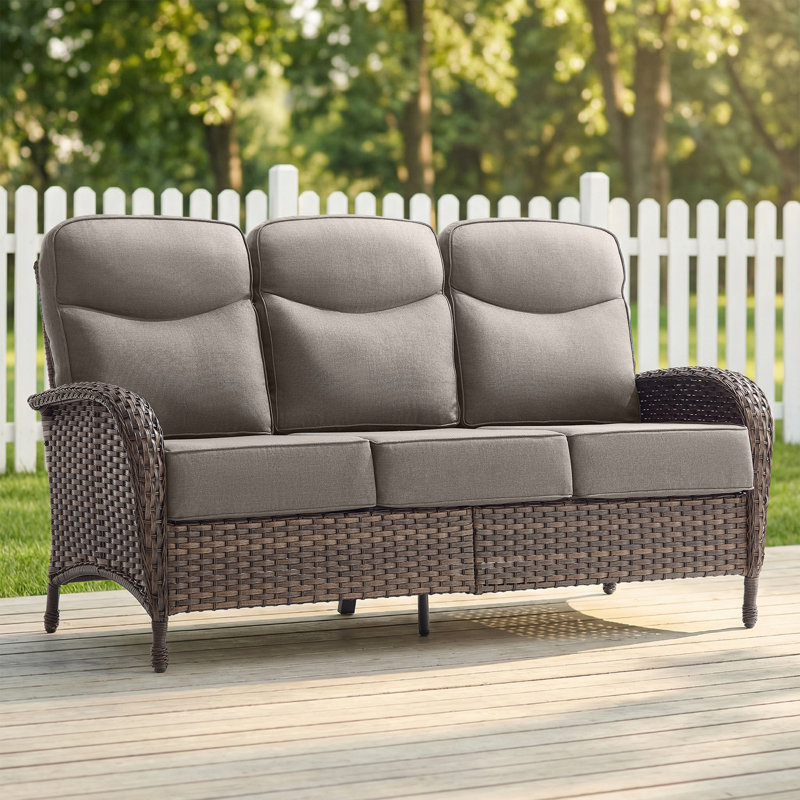 Outdoor Patio Sofa With High-Back Design,6" Thickened Cushions, All-Weather Wicker Patio Furniture Set, Suitable For Balconies And Patios