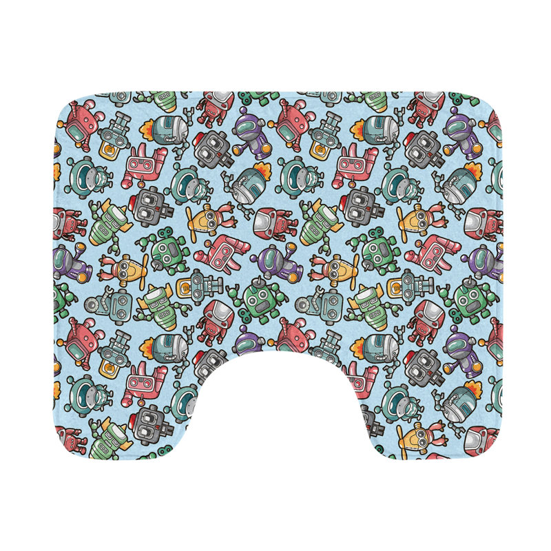  Robot Toilet Mat U-Shape Bathroom Rug 20" x 16" Multicolor