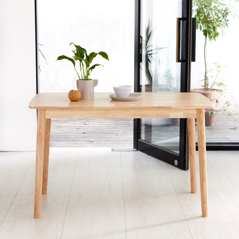 Husno Solid Wood Modern Rectangular Dining Table, Natural, 29.1" H x 47" L x 27.3" W
