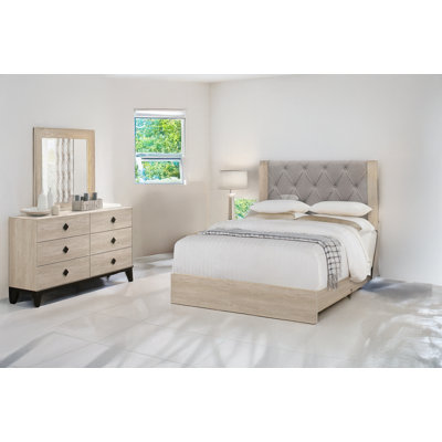 Louie Grey Upholstered Tufted Panel Bedroom Set