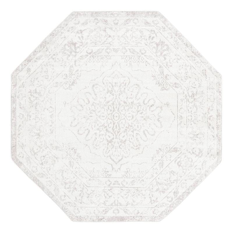 Tapis oriental ivoire / gris Ariella, Octogone 7 pi 1 po x 7 pi 1 po