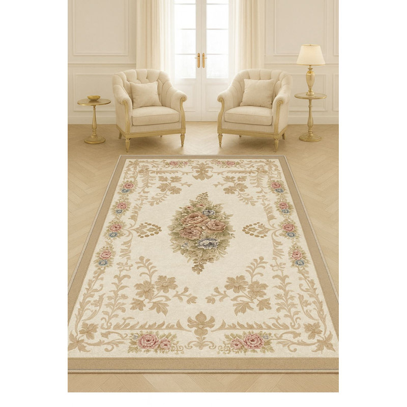Stylish Woven Area Rug, 4.6 x 7.2 Feet, 100% Polyester, 740 g/m² | Non-Slip Felt Dot Underside, Easy to Clean, Machine Washable at 86°F | Perfect for Living Room, Bedroom, and Dining Areas, Durable & Elegant Design