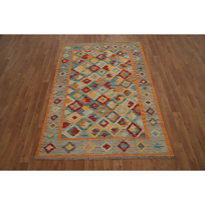 Geometric Kilim Vegetable Dye Rug 4x6