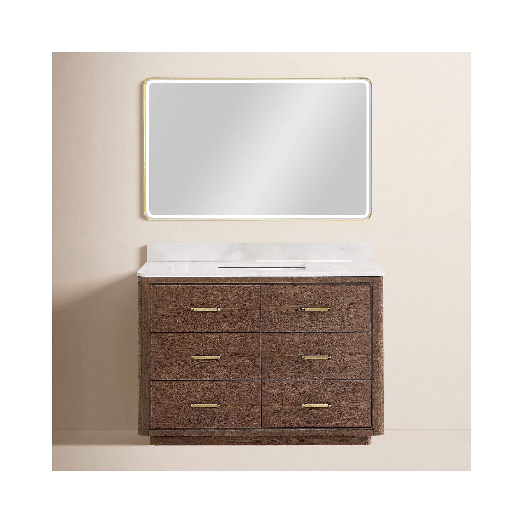 Porto 48'' Single Bathroom Vanity, Gold , Dark Brown