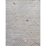 Hand Knotted Geometric Area Rug in Light Brown/Gray/Ivory