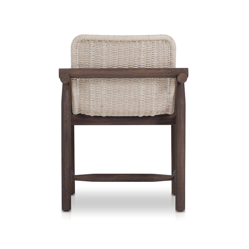 Dume Outdoor Dining Armchair, White/Brown