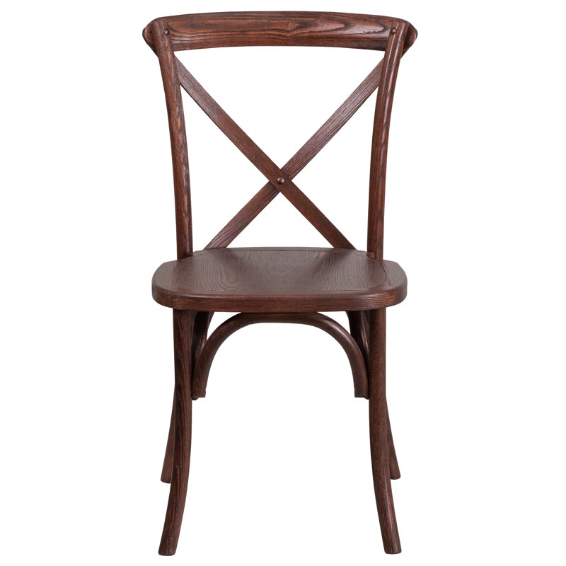 Arquit Stackable Cross-Back Wooden Bistro Chair, Mahogany, 2