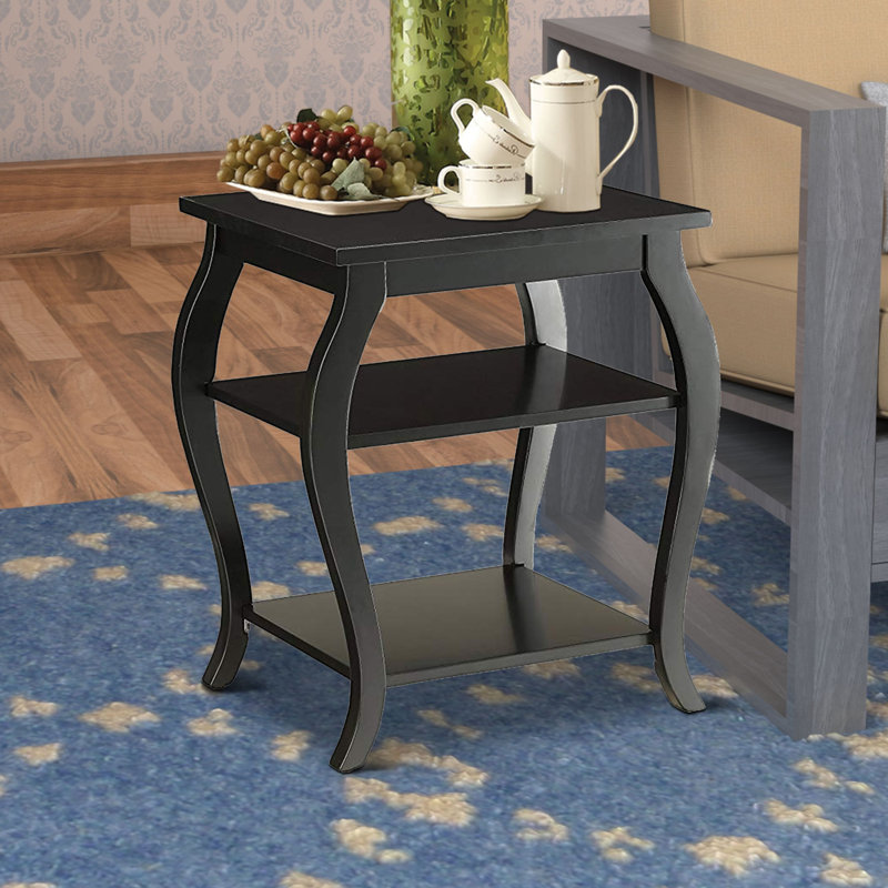 Black 2-shelf End Table, Black