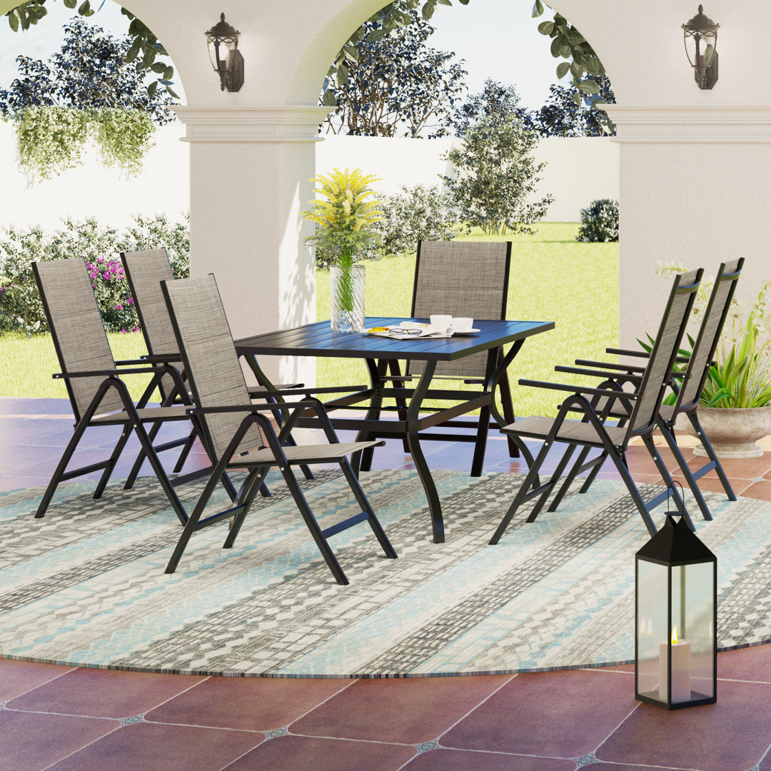 Rectangular 7 - Piece 6 - Person 152.4Cm L Outdoor Table Set