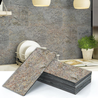 Falkirk Johnstone 23.6" Peel & Stick Stone Wall Paneling in Brown/Gray ( 10-pack)