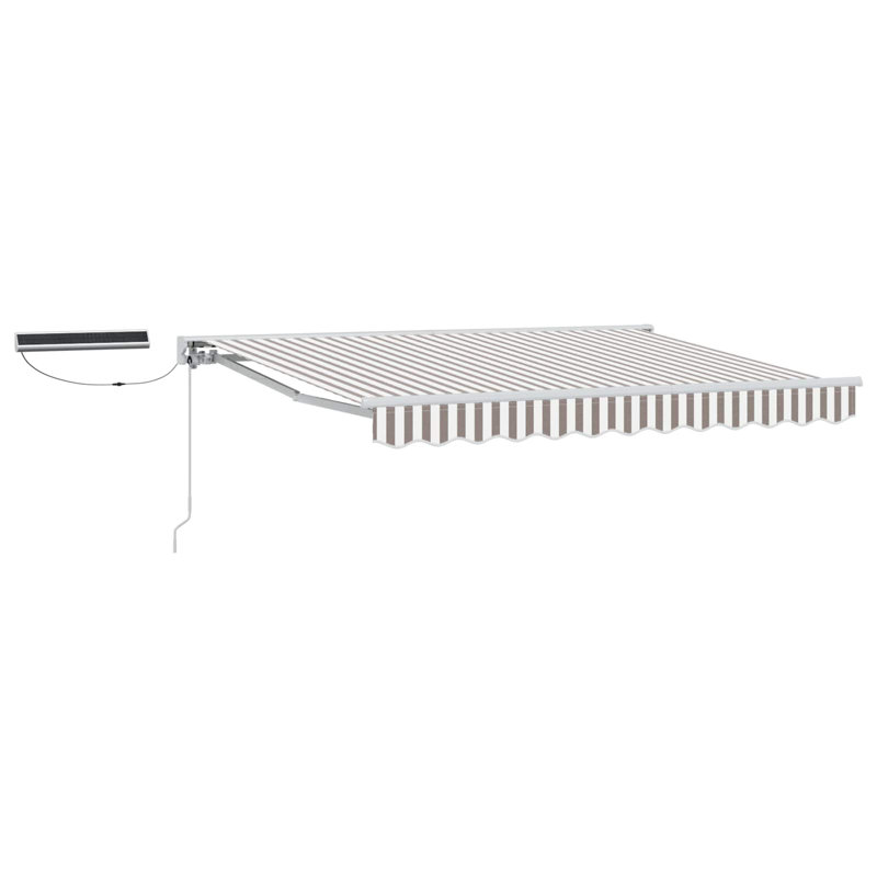 VidaXL Polyester Cover Retractable Patio Awning, Gray/White , Striped, 165cm H x 400cm W x 350cm D