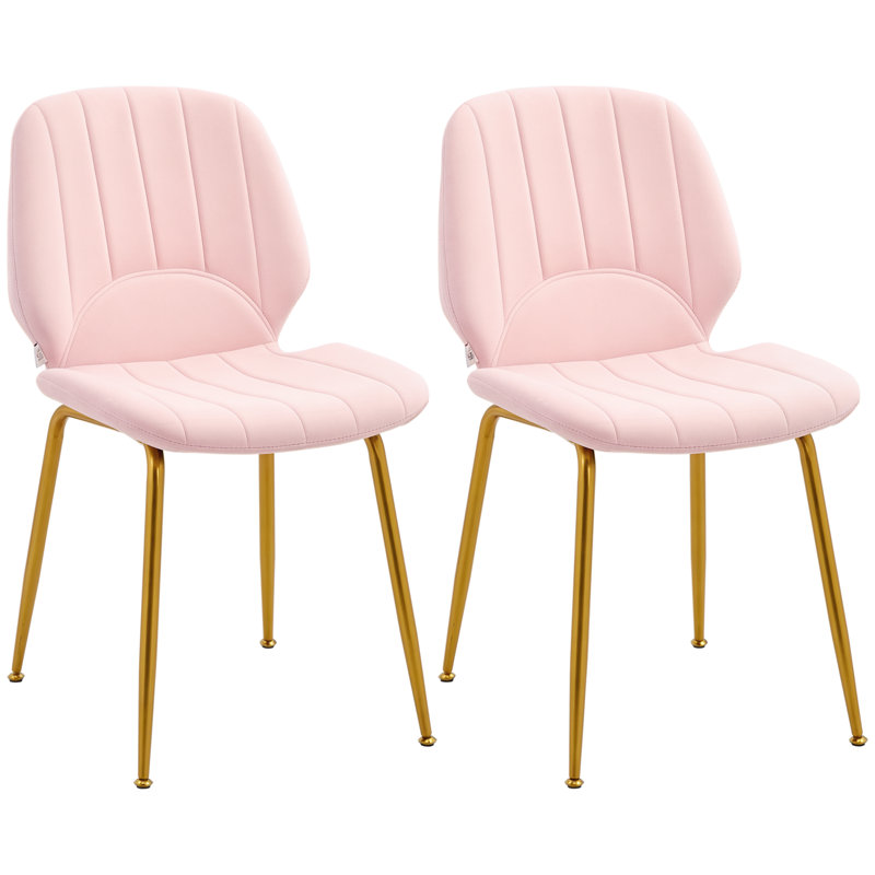 Lockhaven 49cm H Tufted Polyester Upholstered Upholstered Back Side Chair in Pink, Gold, Pink