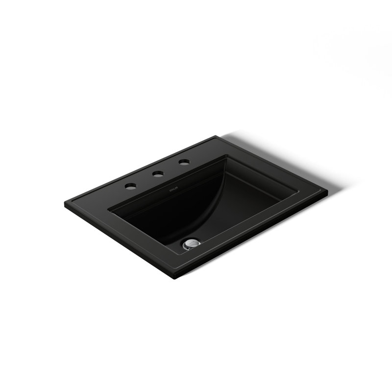 Memoirs Stately Drop-in Bathroom Sink, Black, 8" Centers