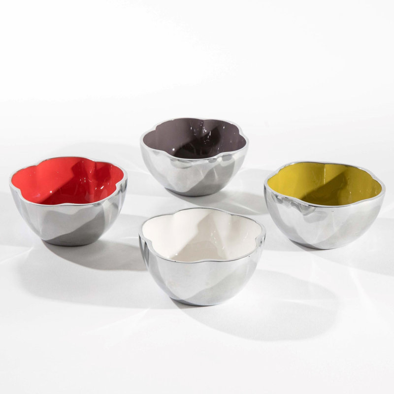 Fiore Bowl Extra Large, Silver/White, 11"