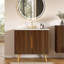 Ensemble de meuble-lavabo en noyer rayé 36 po avec lavabo blanc de Carrare Etna-1151864516