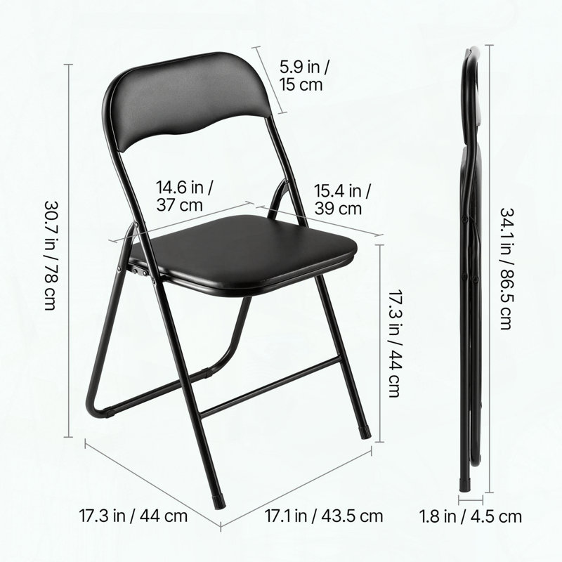 4 Pack Folding Chairs with Padded Cushion