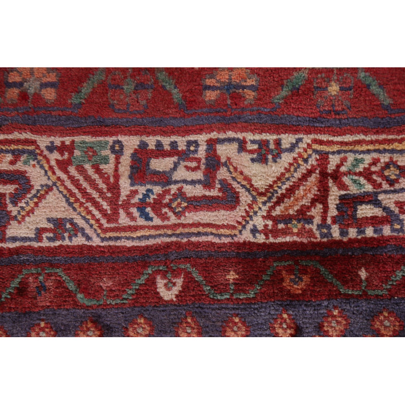 Tapis de couloir unique en laine noué à la main de style 1980S de 3 pi 7 po x 9 pi 8 po Rhowan