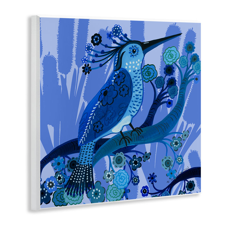 Plaque murale Folk Style Blue Bird, design par Kay Widdowson