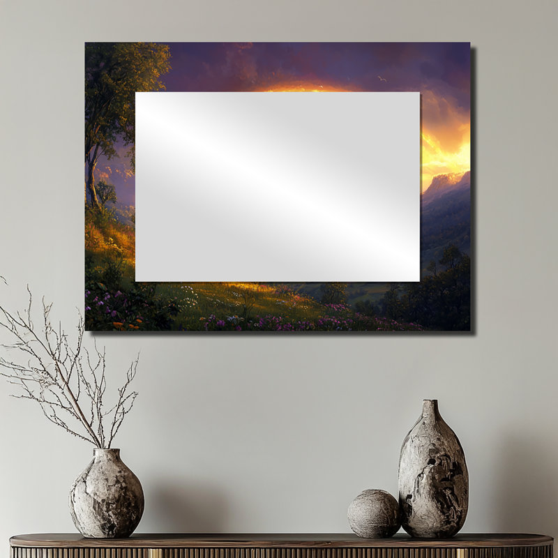 Countryside Rainbow Over The Orchard II - Landscapes Mirror For Wall Art Decor - Printed On Metal, 24" x 32"