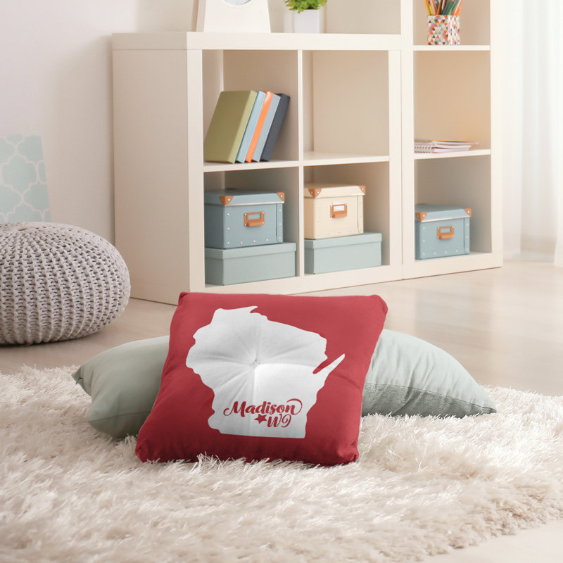 Coussin de plancher touffeté, 26 po x 26 po, Rouge, Madison