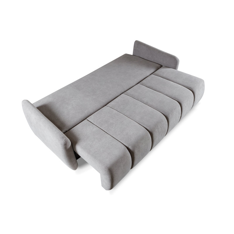 3 Seater Velvet Sofa Bed, Grey