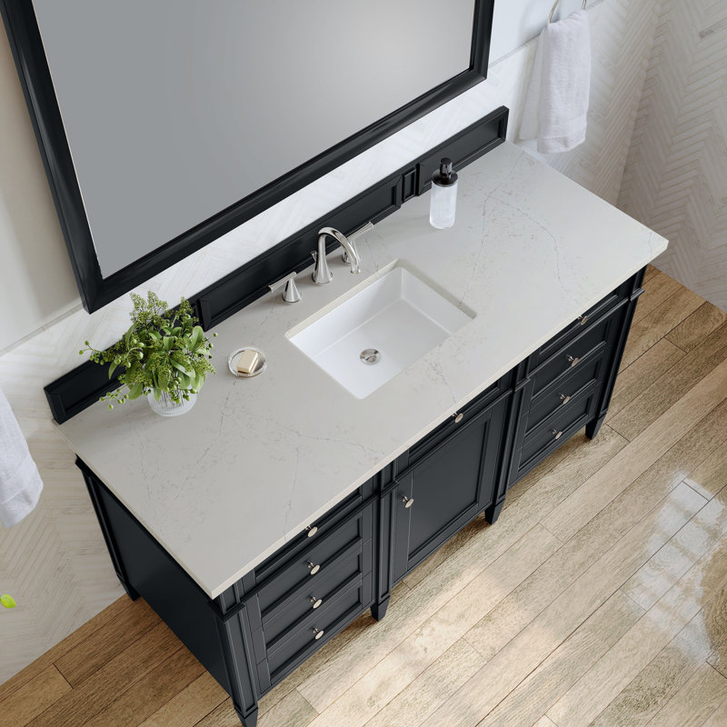 Meuble-lavabo simple 60 po Dussault, Noir onyx, 8 po, Sibérien