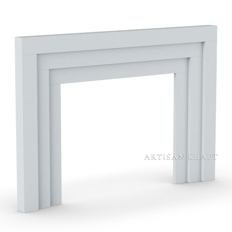 Cadre de cheminée en pierre Portland, H 49,5 po x l 65 po x P 4,1 po, Gris