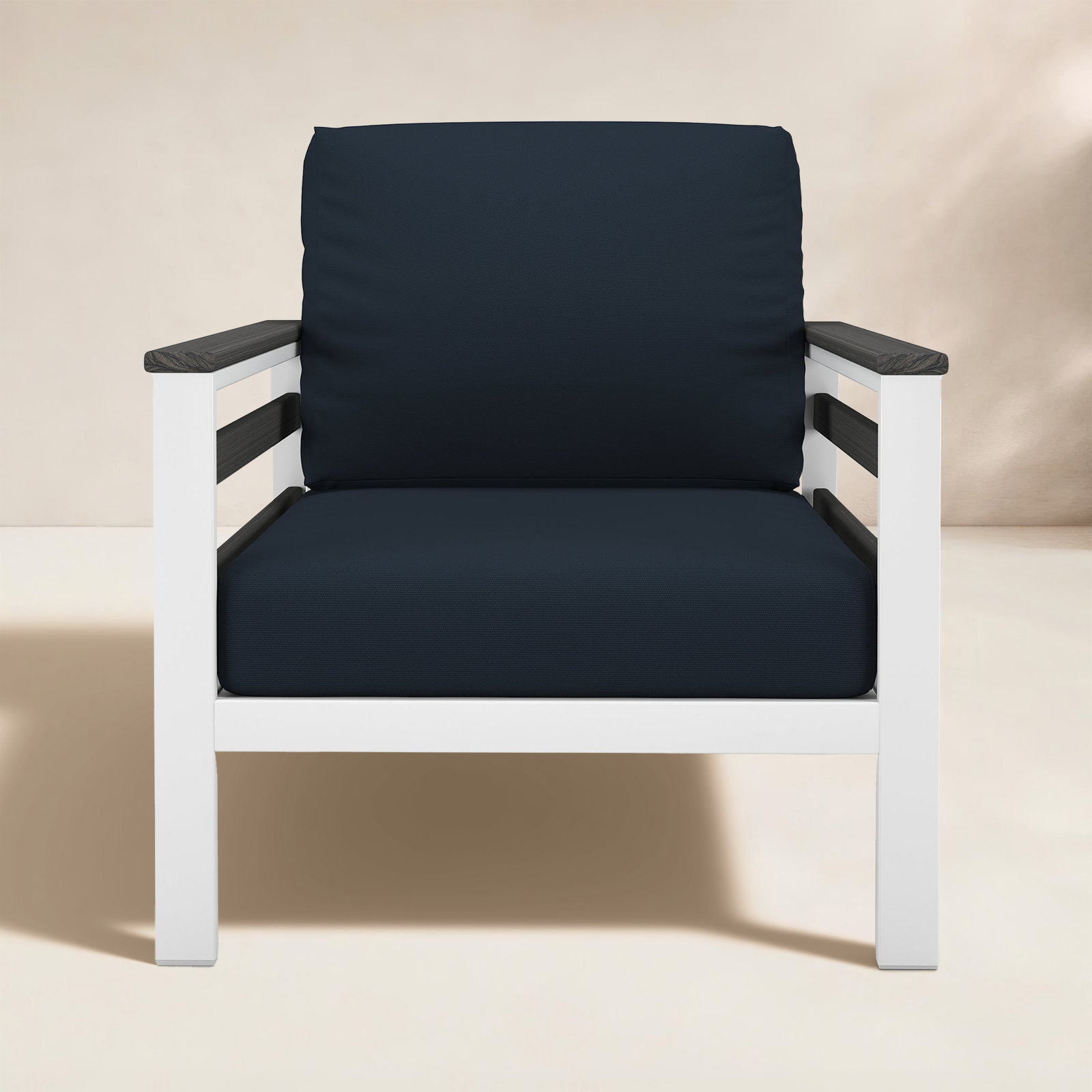 Townsend Sunbrella® Patio Lounge Chair, Black, Canvas Navy