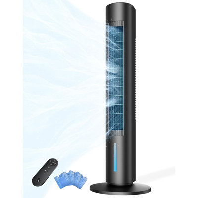 Evaporative Air Swamp Cooler，Portable Windowless Fan with 7H Timer, 4 Modes, Remote Control, 140° Max Oscillating, Large Water Tank, Quiet Bedroom Cooling Unit,Black