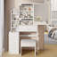Ensemble de coiffeuse compacte avec tabouret rembourré et miroir coulissant pour les petits espaces, le rangement multicouche et le design élégant.