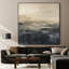 Impression sur tissu grand format - Motif abstrait horizon superposé beige, gris et anthracite pour salon ou chambre - « Assemblage du cadre requis (cadre non fini) »-135869871