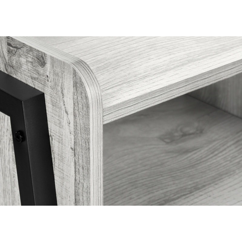Grey Laminate Accent Table With Metal Legs For Bedroom Chic 2 Rectangular Adjustable